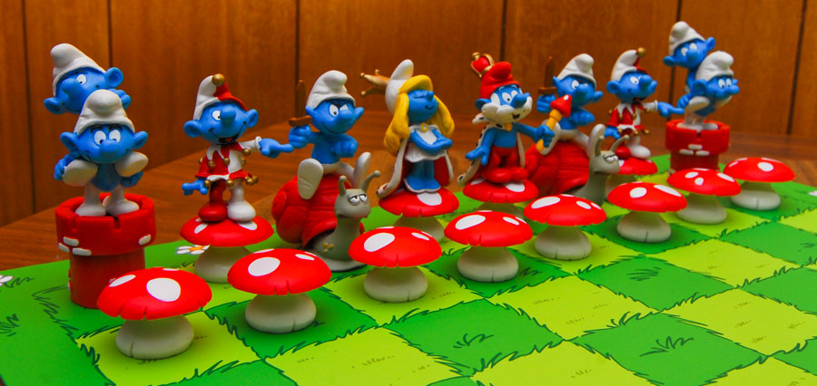 Smurfs+cartoon+chess+set+character+game
